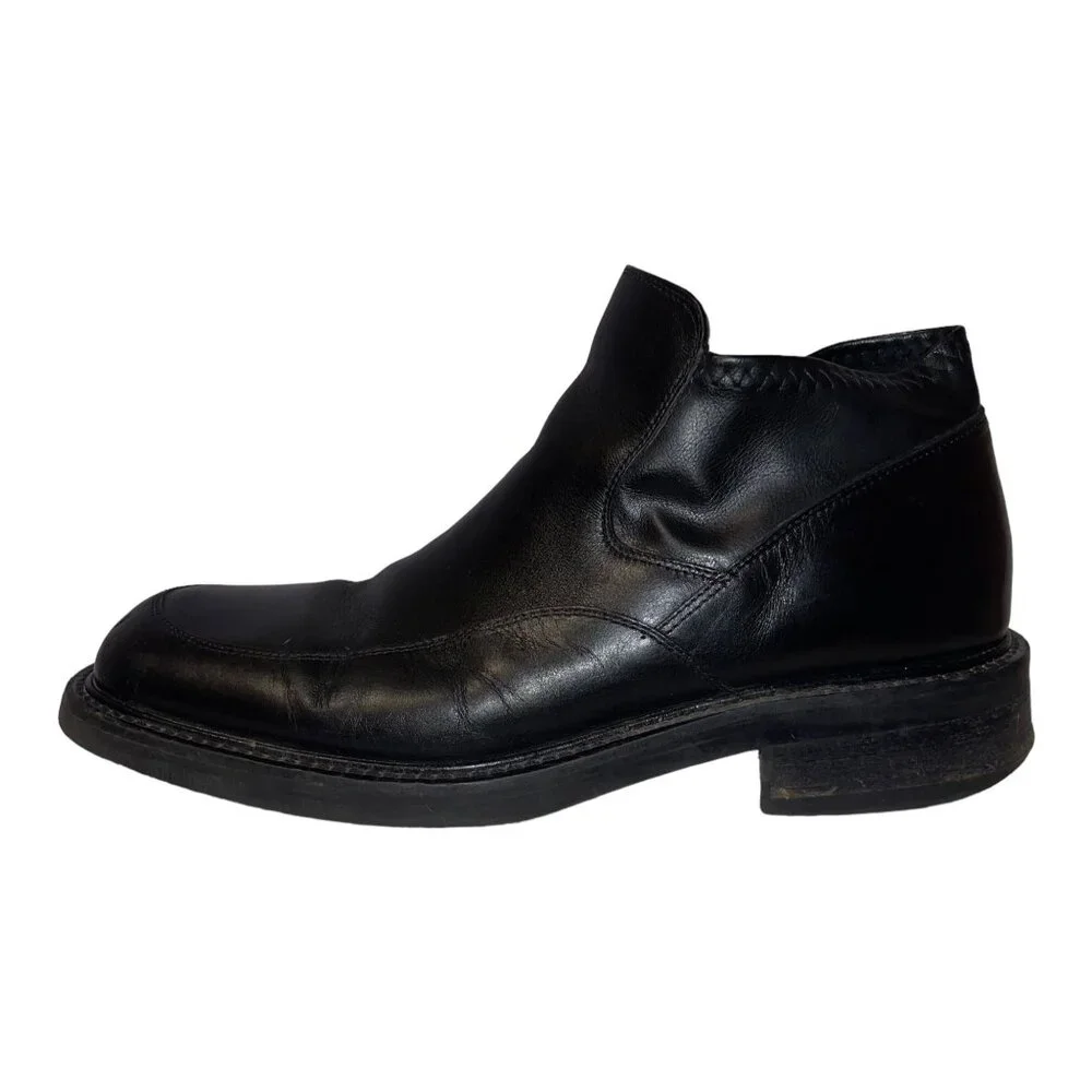 Kenneth Cole New York Black Leather Chukka Boots Mens 9 Made Italy Slip On